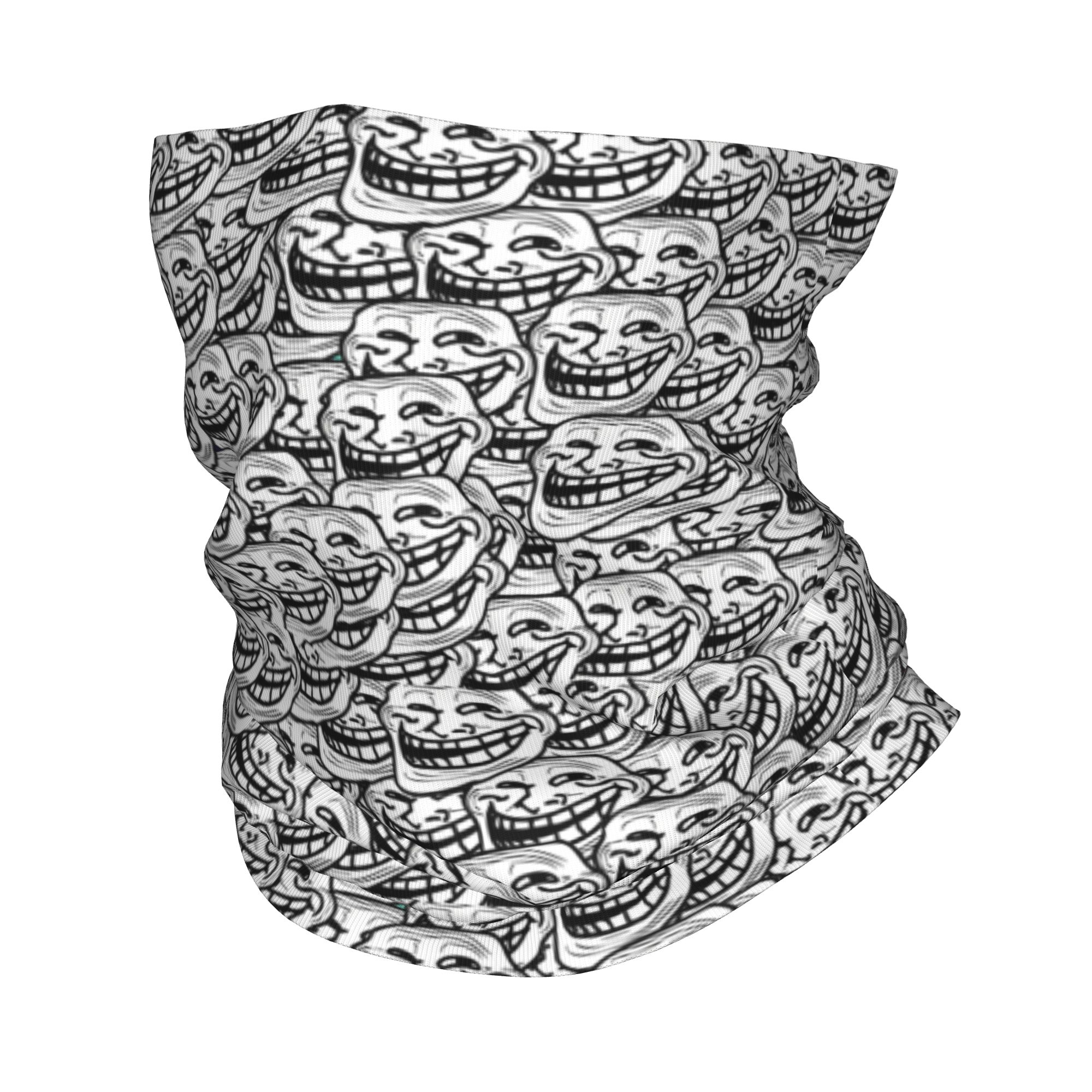 Neck Gaiter Face Cover - Zabawny Anime Troll Face Quest Video