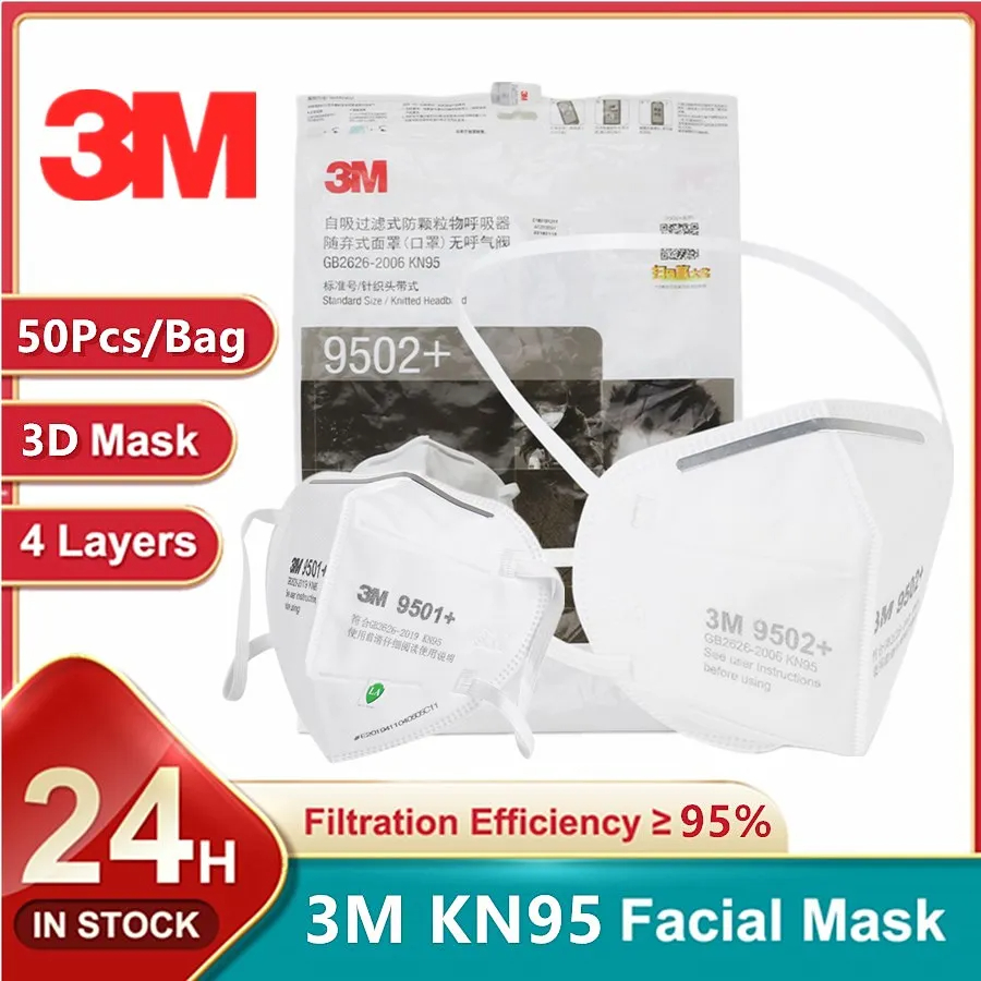 3M Mask 9502+ - 50 sztuk/worek 3M KN95 maska ​​na