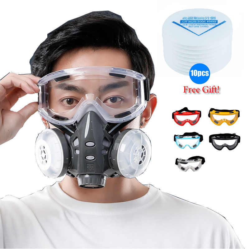 Kn95 Respirator Mask - Półmaska przeciwpyłowa Gogle ochronne 10 filtrów